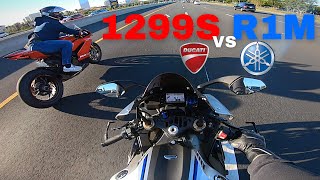 Yamaha R1M vs Ducati Panigale 1299s [upl. by Latea]