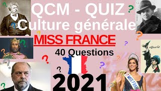 QCM  Quiz Culture Générale  Miss France 2021 le quiz sur lequel les candidates ont planché [upl. by Dupuis34]