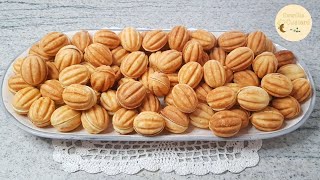 Orzeszki z masą z mleka w proszku🤩👌Walnut shaped cookies with milk powder cream🤩evanillacustard [upl. by Eelyr]