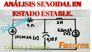 circuito RLC en estado estable  Fasores ejemplo 1 [upl. by Nylrebma]