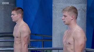 SYNCHRONISED 3m SPRINGBOARD MENS  FINAL  European Championships  Glasgow  10th August 2018 [upl. by Shuma]