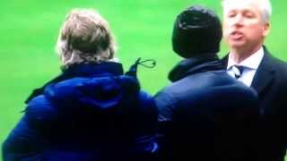 Newcastle vs Man City  Pardew swearing at Pellegrini  120114 [upl. by Karena658]