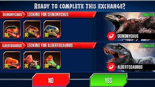 LOOKING FOR DEINONYCHUS VS ALBERTOSAURUS  JURASSIC WORLD THE GAME [upl. by Annayk]