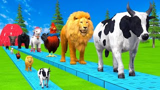 Paint amp Animals CowGorillaElephantGiraffeSheepLion Fountain Crossing Transformation Cartoon [upl. by Mazlack204]