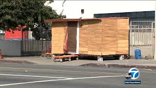 Man builds elaborate homeless encampment on Hollywood sidewalk [upl. by Biegel]