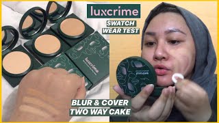 LUXCRIME BLUR amp COVER TWO WAY CAKE  Swatch amp Wear Test  DienDiana [upl. by Adlig]