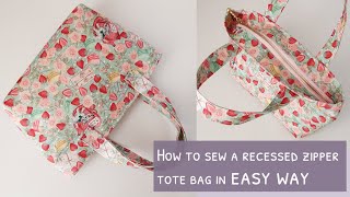 How to sew a zipper tote bag in easy way  diy small tote bag  mini tote bag tutorial [upl. by Nilecoj948]