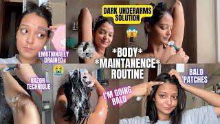 Monthly Body Maintenance AT HOME🥺😱Bikini razor bald patches fixing dark underarms [upl. by Tomasz]