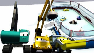 Une patinoire  Les Camions Constructeurs dans la Ville des Voitures 🚧 Dessin animé pour enfants [upl. by Billen]