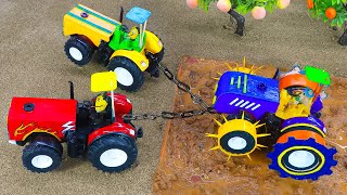 Diy tractor mini Bulldozer to making concrete road  Construction Vehicles Road Roller 83 [upl. by Minton]