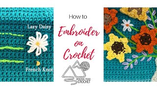 How to Embroider on Crochet 5 Stitches Plus Tips and Tricks [upl. by Lletnom362]