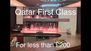 Flight review Qatar Airways FIRST CLASS Fantastic service A380 upper deck Doha to Perth [upl. by Ruthi]