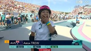 Australia 14 years old Arisa Trew wins gold medal in women’s park skateboarding Paris Olympics 2024 [upl. by Slifka188]