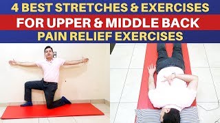 4 Upper Back Stretches for pain relief Middle Back Pain Exercises Upper Back Exercises Mid back [upl. by Oleic]