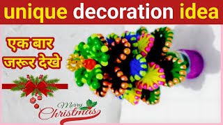 christmas decoration ideas  DIY recycling craft idea  Christmas tree using woolen and moti [upl. by Annait307]