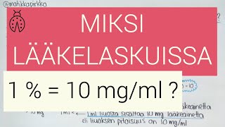 Lääkelaskuliuoslasku Miksi pitoisuus 1   10 mgml  🧪 pitoisuus muunnin  Matikkapirkko [upl. by Ssalguod]