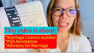 VIDEO ON MARRIAGE LICENCE NUMBERPSA ANNOTATIONADVISORY ON MARRIAGE annulment [upl. by Aikemet]