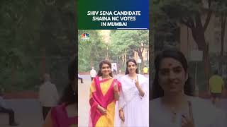 MaharashtraAssemblyElections2024  Shiv Sena Candidate Shaina NC Casts Her Vote In Mumbai [upl. by Jenkel]