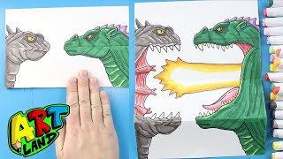 How to Draw Godzilla vs Orga Surprise Fold [upl. by Hammel]