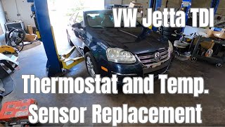 VW Jetta TDI Thermostat and Coolant Temp Sensor Replacement [upl. by Ahsener]