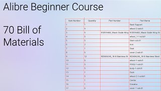 Creating a Bill of Materials  Alibre Beginners Course 70 [upl. by Ikkim208]