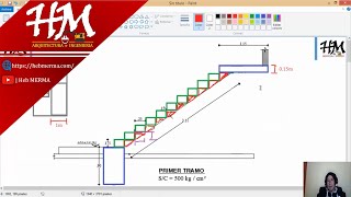 DISEÑO DE ESCALERA DE DOS TRAMOS  DIMENSIONES [upl. by Curtis124]