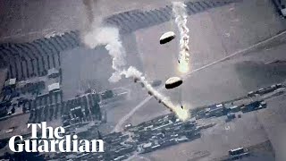 US releases footage of Russian fighter jets ‘harassing’ US drones over Syria [upl. by Kirby11]