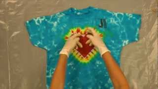 Jacquard Products Presents Tying and Dyeing the Centered Rainbow Heart Pt5 [upl. by Ralip531]