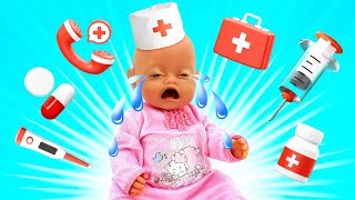 Puppen Video für Kinder mit Baby Born Annabelle  Baby Puppen Annabelle hat Ohrenweh [upl. by Tadio]