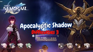 Honkai Star Rail Sovereign Control  Difficulties 3 With Build  Apocalyptic Shadow [upl. by Malchy580]