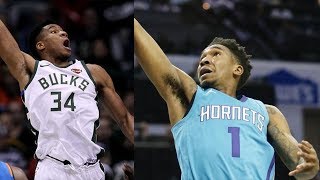 Malik Monk 18 Pts in 4th Khris Middleton Career High 43 Pts Bucks vs Hornets 201718 Season [upl. by Buddy]