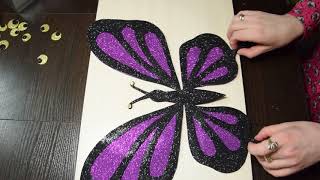 Бабочка из глиттерного фоамирана МК  Butterfly from foamiran DIY [upl. by Kinom585]