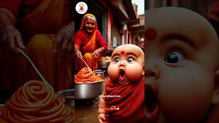 little monk so cute baby eating Indian Jalebi ❤️ shorts tutu funny cute baby [upl. by Ibbed]