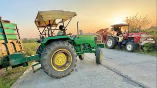 PB1886 में धान की थ्रेसिंग John Deere 5050  Eicher 485 with Punjab Thresher 13 क्विंटल प्रति बीघा [upl. by Acined]