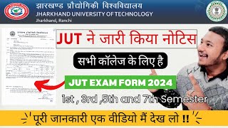 JUT Exam Form Fill Up 2024 New Notice 📑How to Fill JUT Exam Form 2024 Payments Process✅JUT Notice [upl. by Atlante]