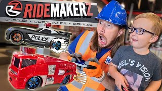 Handyman Hal explores Ridemakerz  Build RC Car Fire Truck  Fun Video for Kids [upl. by Assenat]