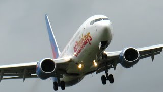 Storm Pierrick 8 GO AROUNDS in Strong Wind amp Heavy Rain at Manchester Airport 9424 [upl. by Yelkrab]