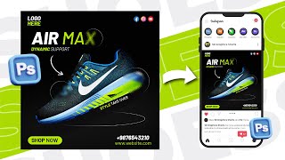 Create Stunning Shoe Social Media Posters in Photoshop👇FREE PSD   Easy Design Tips nike shoes [upl. by Uella762]