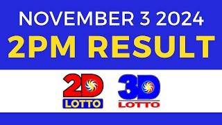 2pm Lotto Result Today November 3 2024  PCSO Swertres Ez2 [upl. by Mlohsihc867]