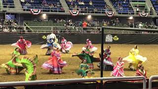 Ballet Folklorico dancers at the charreada at San Antonio Stock Show and Rodeo in Feb 2022 [upl. by Grier]