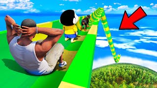 SHINCHAN AND FRANKLIN TRIED THE LONGEST WATER SLIDE FROM SKY IN GTA 5 [upl. by Kcinnay]