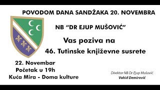 Tutinski književni susreti 22 novembra u 19 sati Kuća mira [upl. by Llenrub]