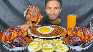 2 Spicy Whole Grilled Chicken eating challenge Full Rosted Chicken and Black Been noodles with egg [upl. by Nrol]