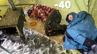 EXTREME Winter SNOW STORM 40C WINTER CAMPING WINTER STORM hits HOT tent FREEZING wind [upl. by Stalk]