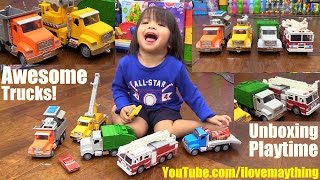 Toy Channel Disney Cars and Toy Trucks Fire Engine Garbage Truck Dump Truck and Tow Truck [upl. by Znarf367]