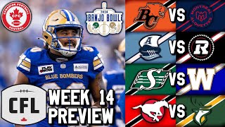 Week 14 Preview The Banjo Bowl 2024 CFL Season [upl. by Aisatal842]