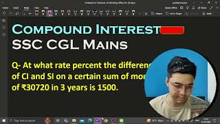 At what rate percent the difference of CI and SI on a certain sum of money of ₹30720 in 3 years is [upl. by Imij727]