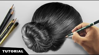 How I Draw Realistic Hair  Tutorial for BEGINNERS [upl. by Atirec]