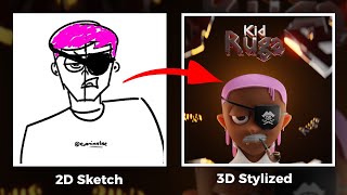 2D sketch to 3D stylized character In Blender 30 [upl. by Suravart]