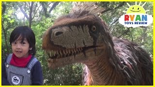 GIANT LIFE SIZE DINOSAUR IN REAL LIFE THEME PARK train ride Family Fun Activities for Children [upl. by Halvaard]